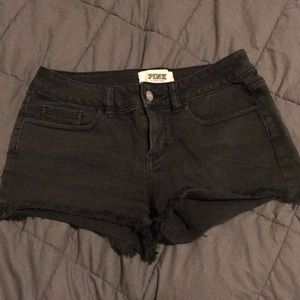 Black denim shorts